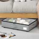 Under Bed Storage with Wheels, No Assemble Required 5.5 inches height grey under bed storage bins,Low Profile Rolling Underbed Shoe Storage containersdorm underbed storage drawers