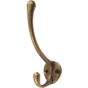 Txinmin 2 Pack Traditional Coat Hooks Antique Brass Heavy Duty Metal Decorative Dual Coat Hook, Black Bronze Tone