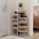 5 Tier Vertical Shoe Rack Metal Gold Shoe Shelf Narrow Tall Shoe Tower