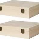 2 Pack Unfinished Wooden Box with Lid Small Wood Boxes(12 x 9X 3.1 inch) Natural Pine Wooden Box for Crafts,Wooden Gift Boxes,Memory Keepsake Jewelry Boxes Decor Storage