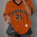 Women's Mesh Oversized Jersey Shirts Y2K Number Striped Half Sleeve Basketball Football Jersey (M)