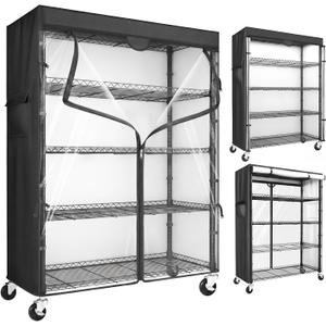 Wire Shelving Unit with 600D Oxford Cover, 36" W x 18" D x 72" H, 5-Tier Heavy Duty Rolling Shelf Rack on Wheels for Garage, Basement & Warehouse