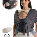 Konny Baby Carrier Flex AirMesh with Head Support - Adjustable, Easy to Wear, Hands-Free Breathable Baby Wrap Sling, Perfect for Newborn Babies Essentials up to 44 lbs (XS-XL) -Charcoal