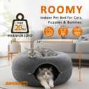 Peekaboo Cat Tunnel with Cute Paw Window, Large Indoor Donut Cat Cave for Play & Nap, Random Zipper Color (White/Charcoal Gray), Scratch-Resistant & Hand-Washable, Dark Gray