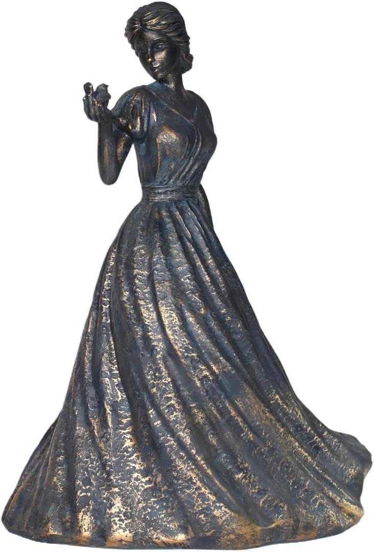 Sculptures Home Decor Bookshelf Decorative Objects Resin Large Home Decor Girl Statue Holding Bird Office Shelf Decor Room Decor Gifts for Women