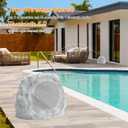 Outdoor Speakers Solar Powered & USB-C Rechargeable, Rock Speakers TWS Pairing Wireless Outdoor Speaker Bluetooth 5.4, LED Light Show, Waterproof, ideal for Backyard BBQ, Garden, Poolside (2-Pc,Grey)