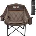 Overmont Oversized Camping Chair for Adults - 400lbs Support Heavy Duty Padded Folding Chair with Cooling Bag Cup Holder Side Pocket Carry Bag - Comfortable Portable for Outdoor Garden Sports Beach