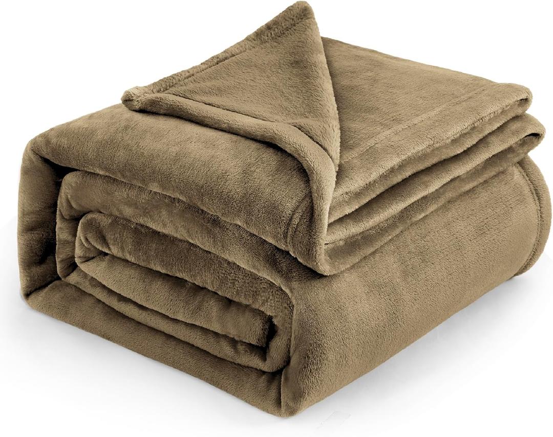 Bedsure GentleSoft Fleece Blankets Queen Size Camel - Bed Blanket Soft Lightweight Plush Fuzzy Cozy Luxury Microfiber, 90x90 inches