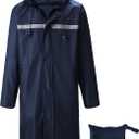 Men’s Waterproof Hooded Raincoat, Lightweight Packable Windproof Long Rain Jacket with Reflective Strip, Large