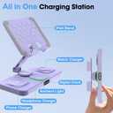 6 in 1 Wireless Charger for Apple Multiple Devices, Charging Station with Clock &7 Color Ambient Light, Foldable Rotate Stand for iPad, for iPhone17/16/15, Support for Apple Watch11/10 for AirPods4
