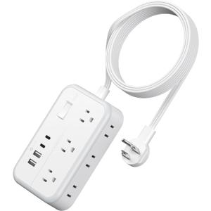 NTONPOWER Surge Protector Power Strip with 6 Outlets 4 USB Charging Station(2 USB C Port), 5 Ft Flat Plug Extension Cord, Outlet Extender for Indoor, Home, Office Supplies, Dorm Room Essentials (White)