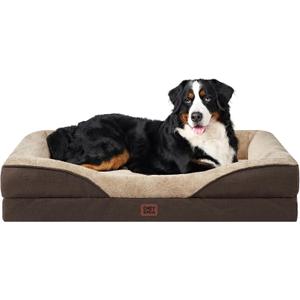 EHEYCIGA Orthopedic XXL Dog Bed for Large Sized Dog, 52x41 Inch Extra Large Memory Foam Dog Couch Bed with Sides, Waterproof Liner & Washable Removable Cover, Bolster Pet Sofa, Brown