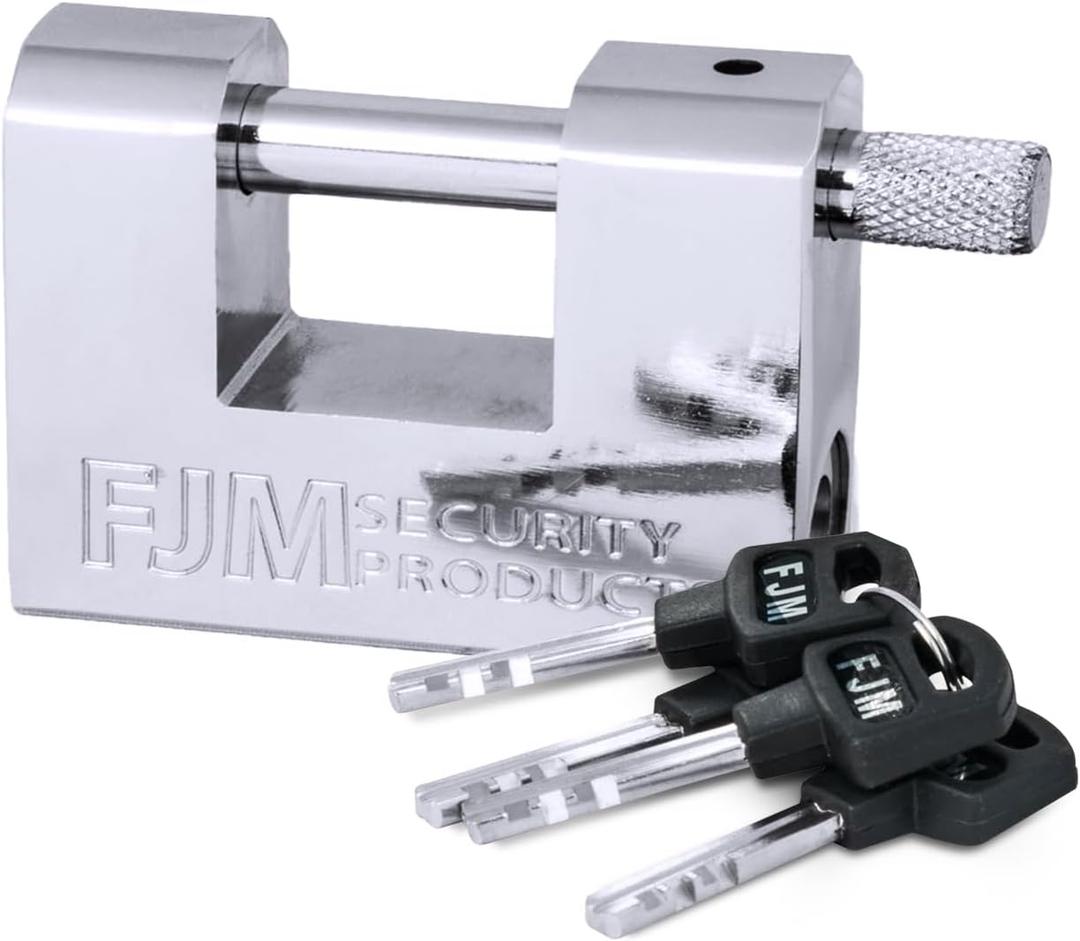 FJM SPSA60-KD D-Style High Security Padlock, Home Improvement Anti Theft Trailer Lock, Bike Lock, & Door Lock. Also for Outdoor Storage Shed, Includes Master Lock Set, Keyed Different, 2 3/8" (60mm)