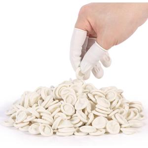 White Latex Finger Cots Finger Protectors, Disposable Medium-Sized Finger Gloves, Fingertip and Finger Sleeve Protector,Latex Thumb Protector for Finger Tips (210 PCS)