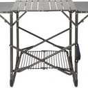 Cuisinart Take Along Grill Stand, Lightweight Portable Folding Table with Side Tables, Cup Holders, Tool Hooks and Storage Shelf, Collapsible Table, No Assembly Required for BBQs and Camping