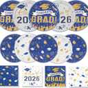 200Pcs Graduation Plates and Napkins 2026,Blue and Gold Graduation Decorations,Congrats Grad Plates Class Of 2026 Plates and Napkins for College High School Graduation Party, Serve 50