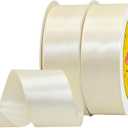 100 Yards Ivory Satin Ribbon Polyester Ribbon for Gift Wrapping Very Suitable for Weddings Party Hair Bow Invitation Decorations and More1-1/2 inch X 50Yards X 2 Roll