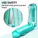 Johnbee Pill Cutter Splitter for Small and Tiny Pills, Larger Pills. Adjustable Pill Splitter Accurately Cuts Multiple Pills at Once. Sharp Blade with Safety Guard. Non-Slip Silicone Edge (Lake Blue)