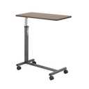 Drive Medical Overbed Table with Wheels, Woodgrain Top, Silver Vein