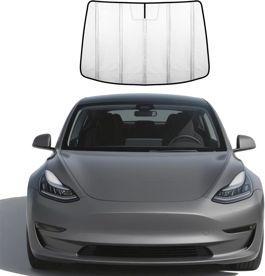 Windshield Sun Shade for Tesla Model 3 2018-2025, Model Y 2020-2025 Front Window Sunshade - Safeguard (for Model 3/Model Y)