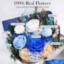Preserved Flowers Bouquet - Forever Flowers for Delivery, Real Eternal Roses Bouquet, Mothers Day Gifts for Mom Grandma Wife, Anniversary Birthday Gifts for Women, Blue