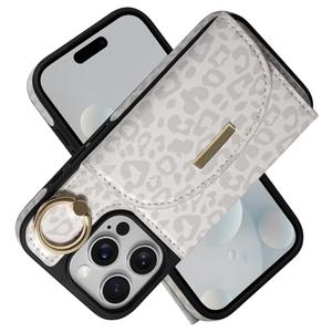 Keallce Wallet Case for iPhone 16 Pro Max 6.9'', Flip Case with Card Slots, Ring Holder Kickstand, PU Leather Protective Folio Cover for Women, Leopard