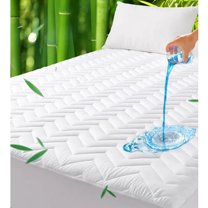 Unilibra Full Size Waterproof Mattress Pad Rayon Made from Bamboo, Quilted Breathable Mattress Protector, 6''-19'' Deep Pocket Fitted Mattress Cover White