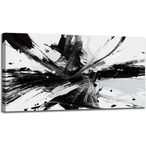 RUIFENGL Black and White Abstract Canvas Prints Wall Art for Office Wall Decor Black & White Graffiti Modern Paintings Artwork Pictures for Living Room Home Decoration Ready to Hang 30"x 60" 