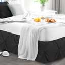 Nestl Pinch Pleat Twin Bed Skirt - 14" Drop, Premium Microfiber Black Bedskirt