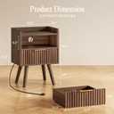 Huuger Nightstand Set of 2 with Charging Station, USB-C Port, End Tables, 15.7 inches x 11.8 inches x 23.6 inches
