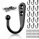 15Pcs Black Wall Mounted Coat Hooks, Hanger Hook with 30 Pieces Screws for Hanging Hat, Towel, Key, Robe, Coats, Scarf, Bag, Cap, Coffee Cup, Mugs