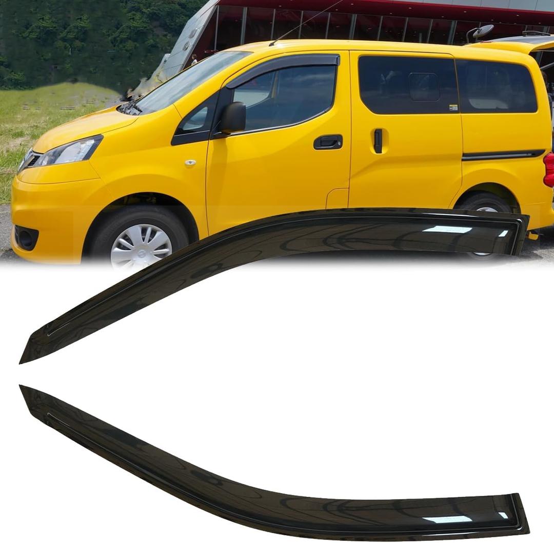 2pcs Original Shatterproof Rainproof Side Window Wind Deflectors for 2014-2019 Nissan NV200 Taxi/City Express,Rain Guards,Nice Looking Window Visors for Cars,Vent Deflector 92523