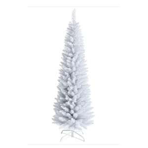 6 ft. Unlit Slim Pencil Artificial Christmas Tree with Metal Stand White