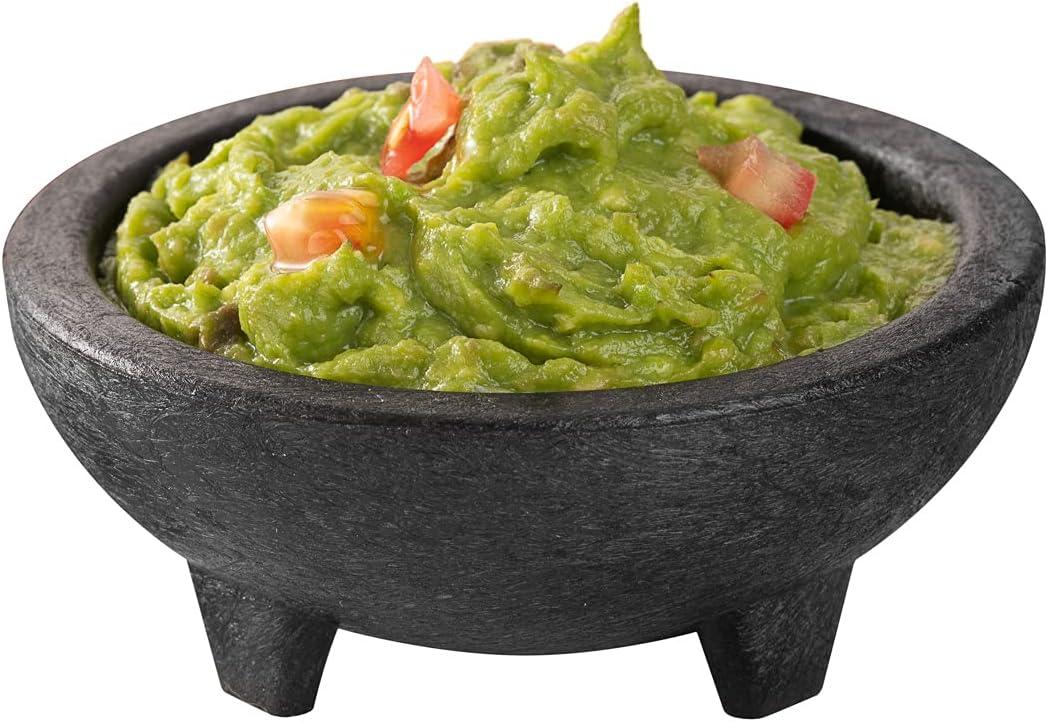 Restaurantware-4 Ounce Salsa Bowl, 1 3-Legged Design Molcajete Bowl - Microwavable, Dishwashable, Black Plastic Salsa Container, Shatterproof, For Sauces, Guacamole, and Cheese Dip