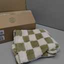 HOMRITAR Checkered Baby Blankets for Boys Girls Warm Cozy Reversible Toddler Blanket, Fluffy Fuzzy Plush Bed Blanket with Chessboard Grid Design 350GSM Mustard Green 30 x 40 Inch