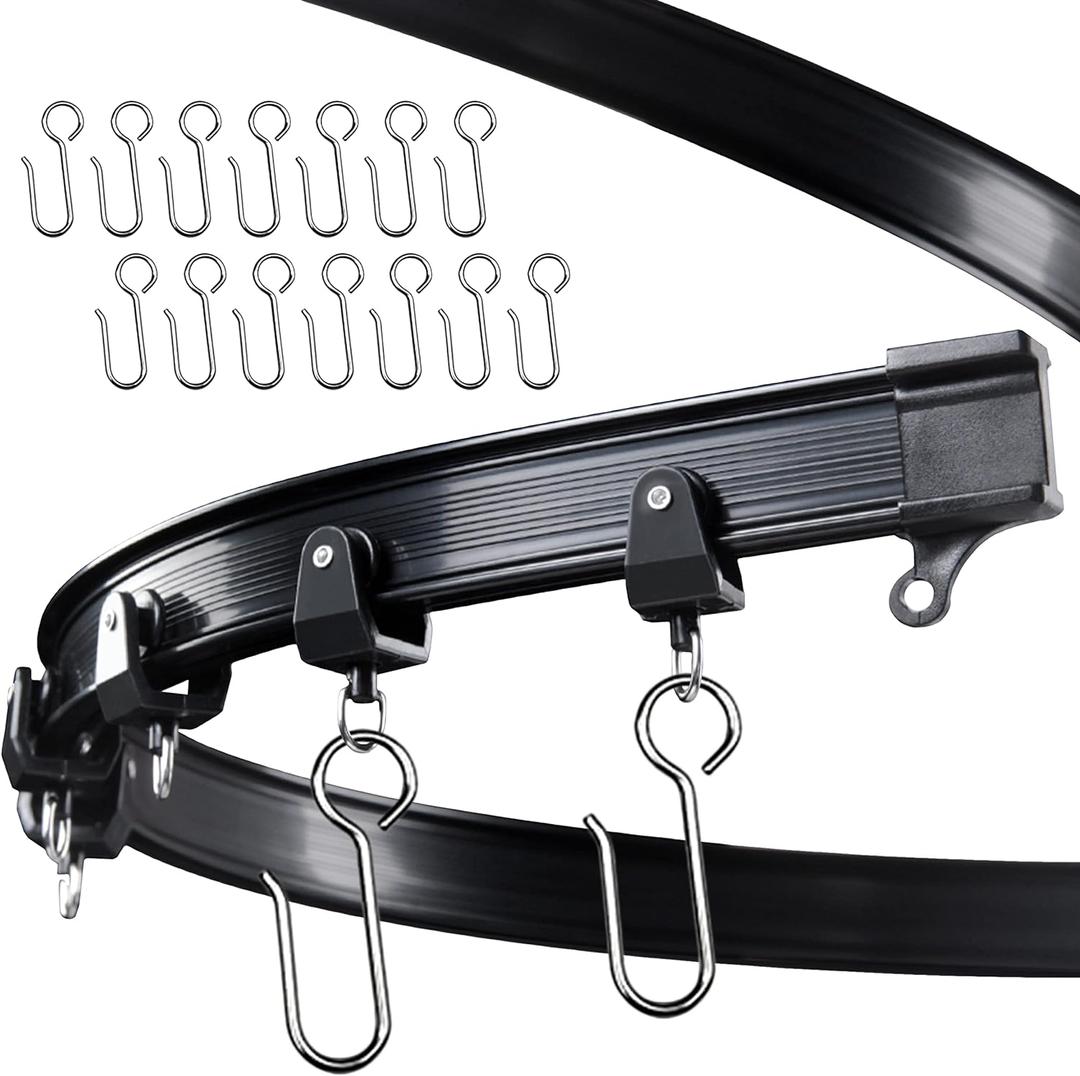 UrbanRed Flexible Bendable Ceiling Curtain Track, 16.4FT (5m), Mount for Rail with Curtain Tracks System, Room Divider, Curtains Rod, RV Ceiling Track for Curtains, Black