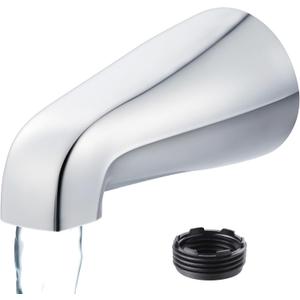 Dreyoo Universal Bath Tub Spout with Adapter, 5" Bathroom Bathtub Faucet Spout Without Diverter, Fits for 1/2'', 3/4'' IPS Inside Thread Connection and Tub/Shower Faucet Brands(Chrome)