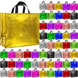 BLEWINDZ 60Pcs Large Gift Bags, Glossy Reusable Gift Bag Tote Bags with Handles for Birthday, Bridesmaid, Wedding, Party Favors (10Colors)