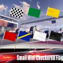 20 Pack Checkered Black and White Flags Multicolor Racing Mini Stick Flags Set Small Miniature Handheld Race Car Flag Decorations for Sports Events,5x8 Inch