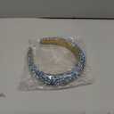 Pearl Rhinestone Women Headband Fashion Bling Beaded Crystal Diamond Headband Glitter Bejeweled Padded Hairband Holiday Girls Headpiece Sparkle Hair Accessories C-Blue