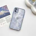 NITITOP Compatible with iPhone 11 Case Cute Aesthetic Floral Flower Vintage Rose Pattern Matte Clear Women Girl Full Camera Lens Slim Hard PC Shockproof Pritective Cover - Blue