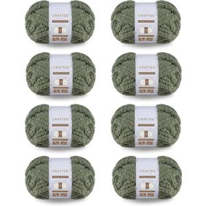 Crafted by Catherine Chunky Chenille Yarn - 8 Pack (8 oz / 227 g, 31.7 Yards Each Skein), Olive, Gauge 7 Jumbo