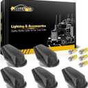 Partsam 5X Cab Marker Lights Roof Running Lamps Black Lens Covers + 5050 Amber 194 168 T10 LED Bulbs Compatible with Ford F150 F250 F350 1973-1997 F Series Super Duty Pickup Trucks