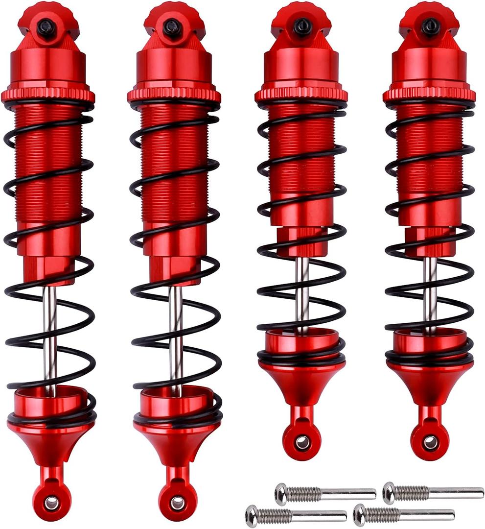 Aluminum Shocks Absorbers Assembled All Metal for Arrma 1/8 Kraton Notorious Outcast 6S BLX Upgrades Parts, Front & Rear, Replace ARA330621 ARA330622 (Set of 4) (Red)