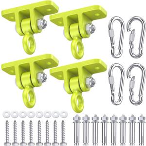 Heavy Duty Swing Hangers - 5000 lbs Capacity, Swing Set Brackets Silent Rotation, Easy Installation for Swings, Yoga Straps, Punching Bags, Hammocks & More - Indoor/Outdoor Use - 4 Pack