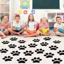 ReliThick 30 Pcs Paw Print Decals 7.5 Large Vinyl Paw Prints Stickers Wall Clings Decor Self Adhesive Dog Footprint Floor Window Decals for Classroom Nursery Bedroom Living Room(Black)