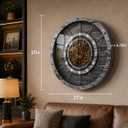 HOIBAI Wall Clock, 27 Inch Moving Gears Clock Large Wall Clock for Living Room Decor Rustic Vintage Industrial Steampunk Farmhouse Big Clock for Home Kitchen Bedroom Office