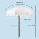 Rayjee 6.5FT Patio Umbrella with Fringe, UV Protection Beach Umbrella with Tilt & Adjustable Height, Includes Carry Bag & Ground Stake, Outdoor Umbrella for Pool, Garden, Backyard