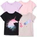 Amazon Essentials Girls and Toddlers' Short-Sleeve T-Shirt Tops (Previously Spotted Zebra), Multipacks L