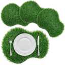 4 Pcs Golf Artificial Grass Mat Placemats Green Fake Grass Tiles Table Centerpieces Placemats Sport Theme Party Decorations for Wedding Baby Shower Golf Lovers